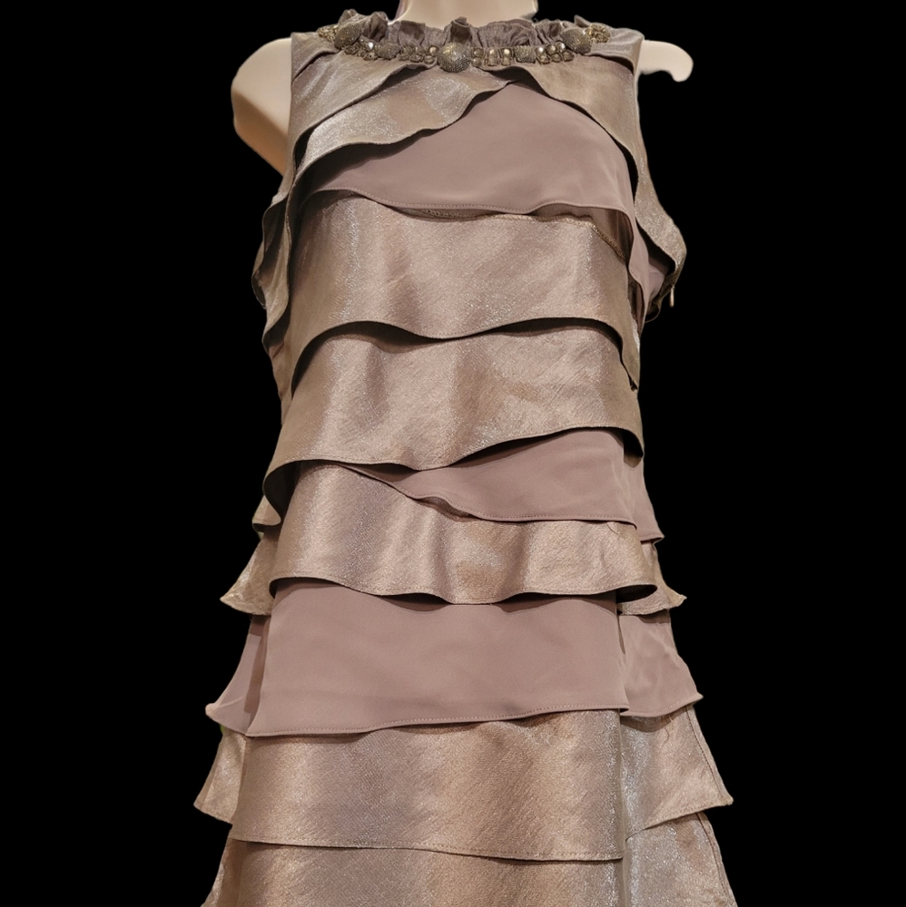 NWOT SLfashions 12 Party Dress Stoned Collar Waves of Organza